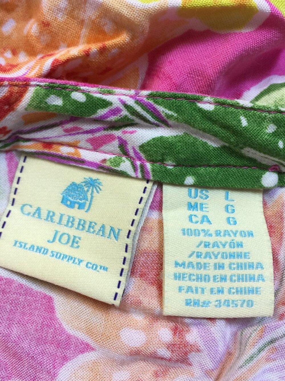 Caribbean Joe Shirt Blouse Size L Womans Pink Floral Sleeveless Hawaiian Beach - Picture 4 of 14